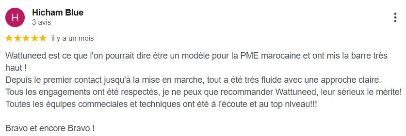 Avis Google client WattUNeed