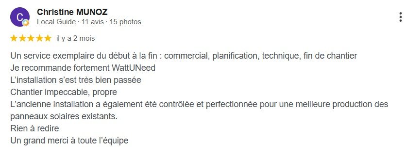Avis Google client WattUNeed